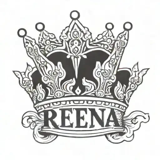 queen crown that says Reina  tattoo design idea