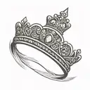 blacked out queen crown that says Reina tattoo design idea
