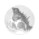 godzilla with a red sun behind him and waves in front tattoo design idea