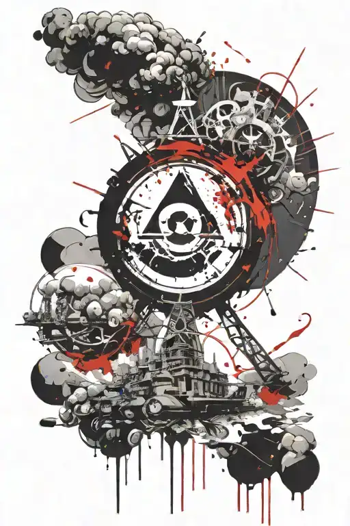 nuclear war scene tattoo design idea