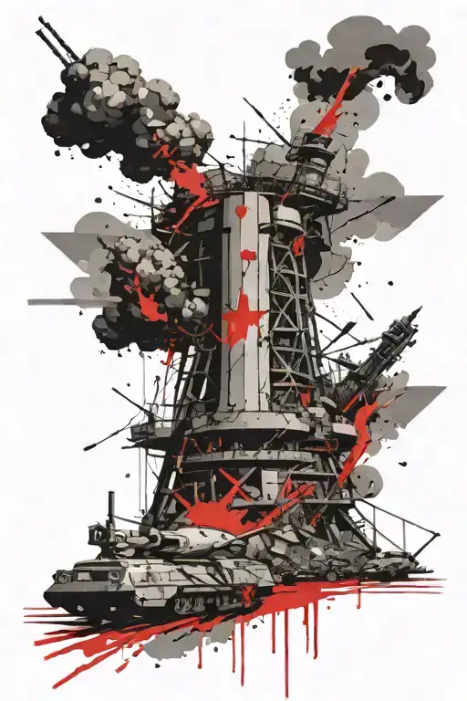 nuclear war scene tattoo design idea