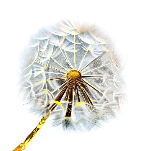 Dandelion, gold melted  tattoo design idea