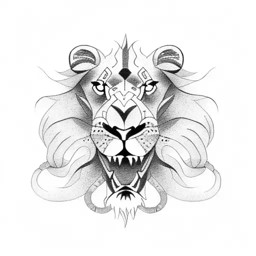 Lion with snake  tattoo design idea