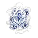 python wrapped around navy blue anchor with the birth flowrs of, January, august, and march. tattoo design idea