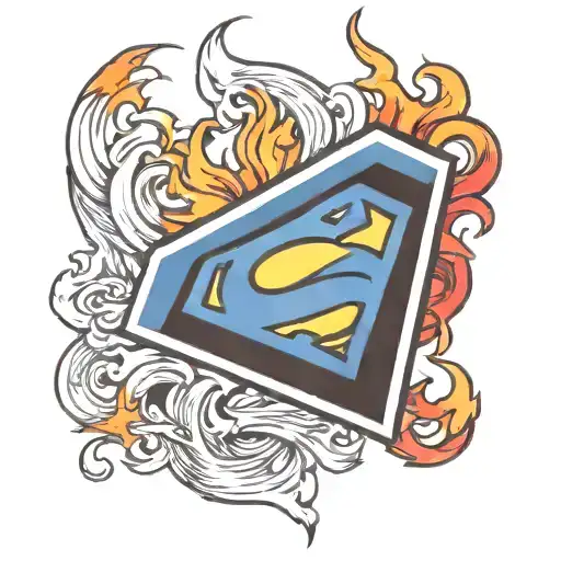 superman logo classic with flames    tattoo design idea