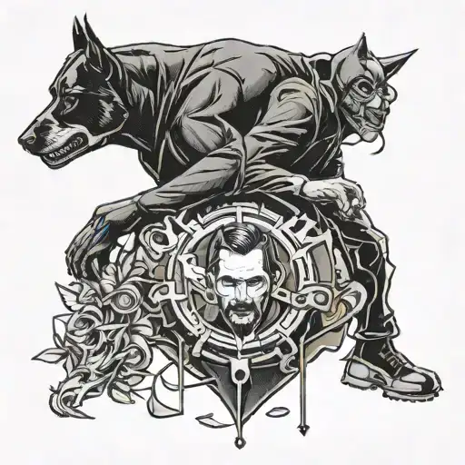 A tattoo design combining elements of John Wick and Batman  tattoo design idea