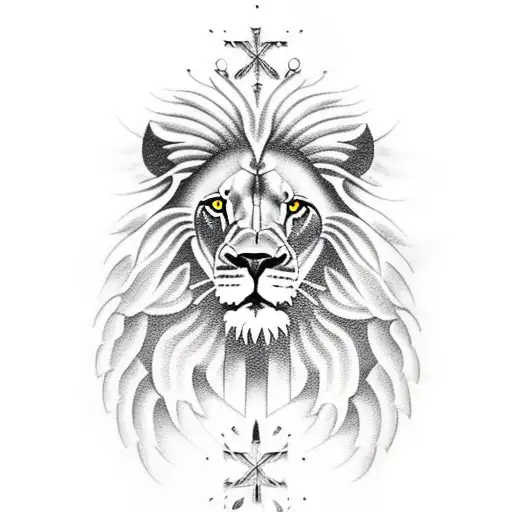 lion with angel wings tattoo design idea