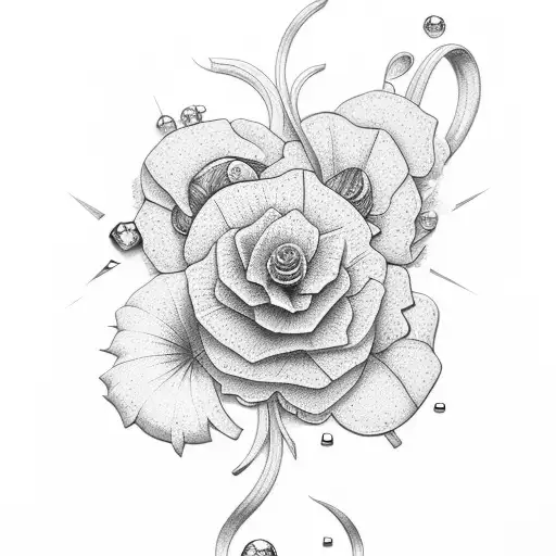 diamonds and petunias tattoo design idea