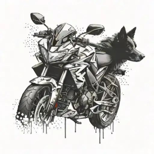 honda cbr 500r with border collie  tattoo design idea