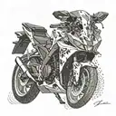 honda cbr 500r with border collie  tattoo design idea