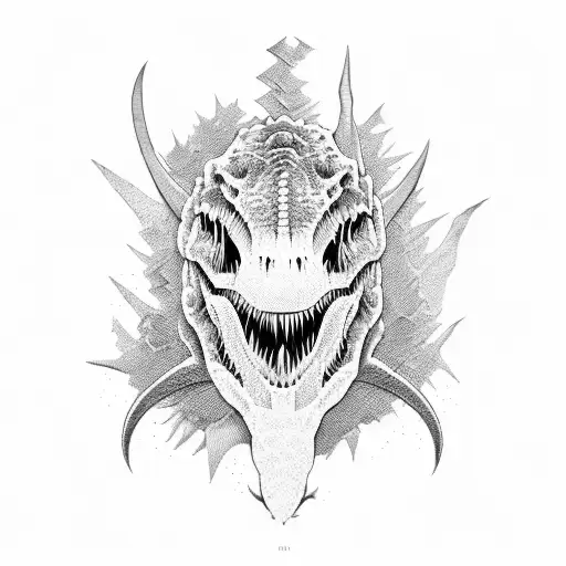 dinosaur death pose tattoo design idea
