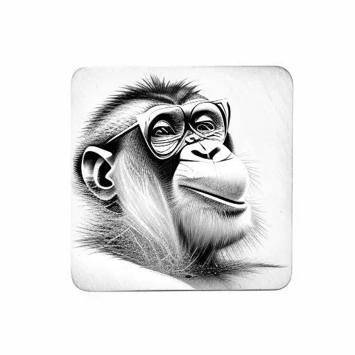 A chimp with shades on atable playing cards tattoo design idea