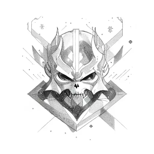 dark summoner in dark sketch style, with symbols tattoo design idea