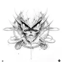 dark summoner, four arms spread with magical symbols tattoo design idea