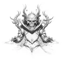 dark summoner, four arms spread with magical symbols tattoo design idea