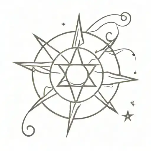 sun moon pole star tattoo design idea