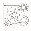 sun moon pole star tattoo design idea