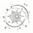 sun moon pole star tattoo design idea