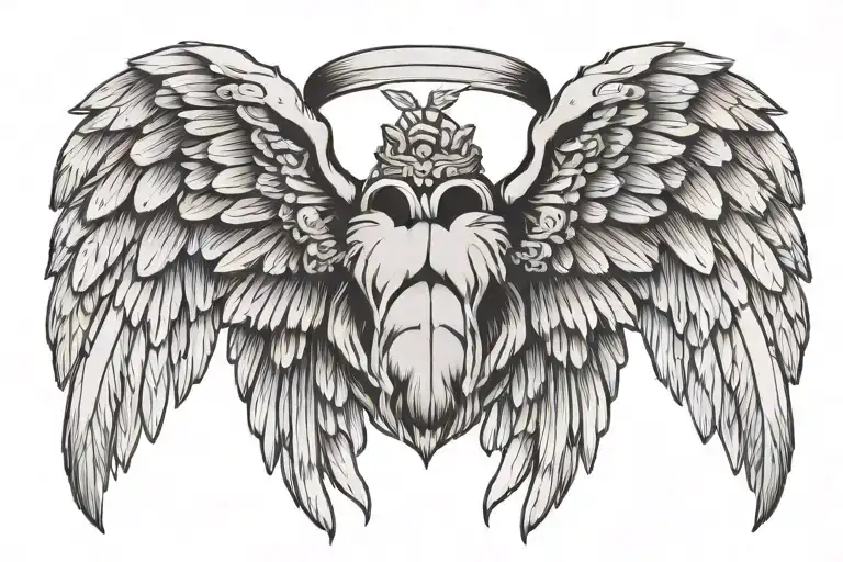 paw print with angel wings  tattoo design idea