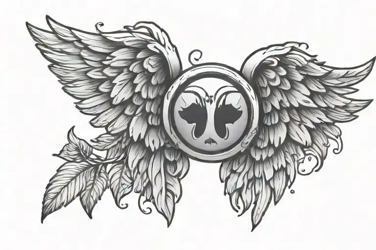 paw print with angel wings and halo  tattoo design idea