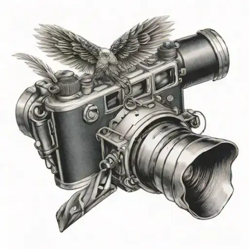 badminton and camera tattoo design idea