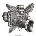 badminton and camera tattoo design idea