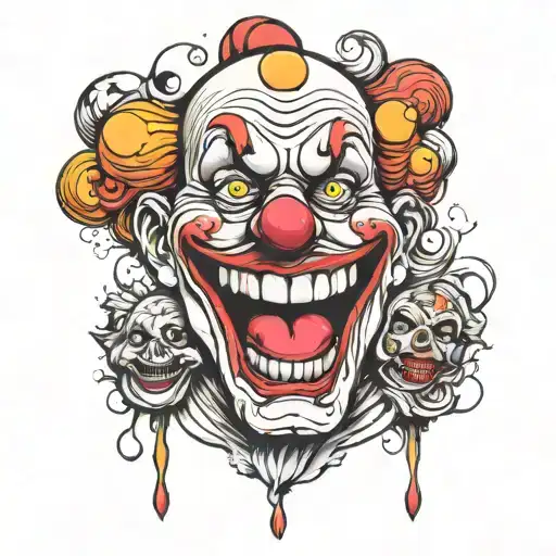 Happy and sad face clown  tattoo design idea