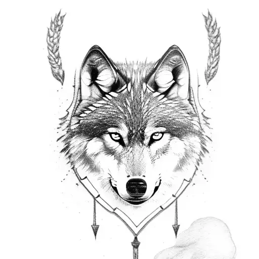 Wolf and a boat and a hurricane airplane  tattoo design idea