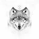 Create a dotwork design of a wolf with a Hurricane Airplane flying overhead tattoo design idea