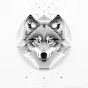 Create a dotwork design of a wolf with a Hurricane Airplane flying overhead tattoo design idea