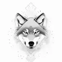 Create a dotwork design of a wolf with a Hurricane Airplane flying overhead tattoo design idea