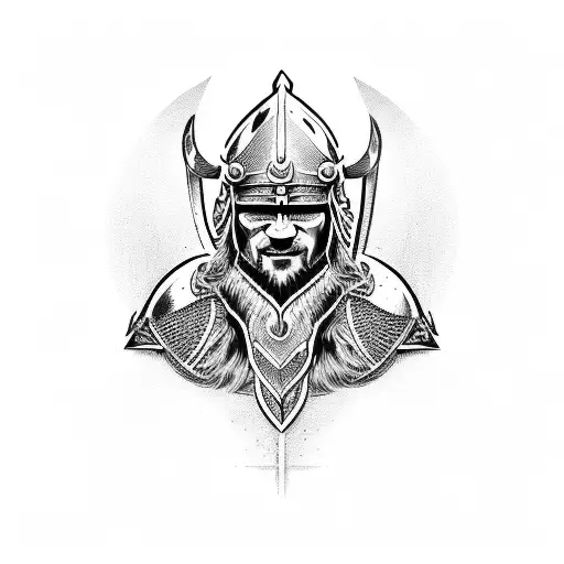 vikings warrior black and white tattoo design idea