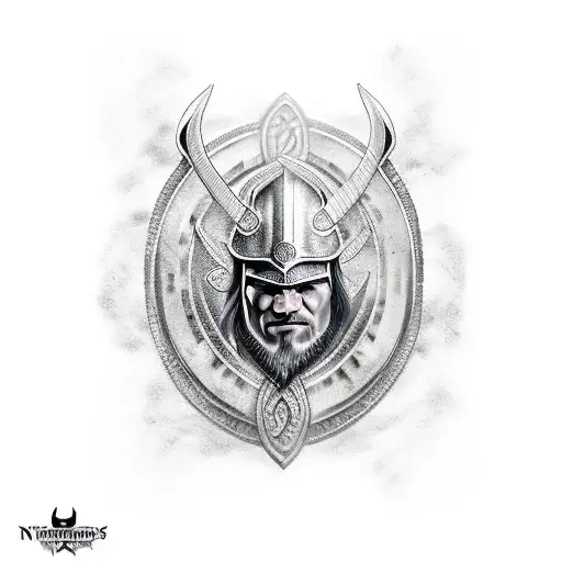 vikings warrior black and white tattoo design idea