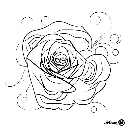 single line drawing of a rose, with the words mi amor in the design  tattoo design idea