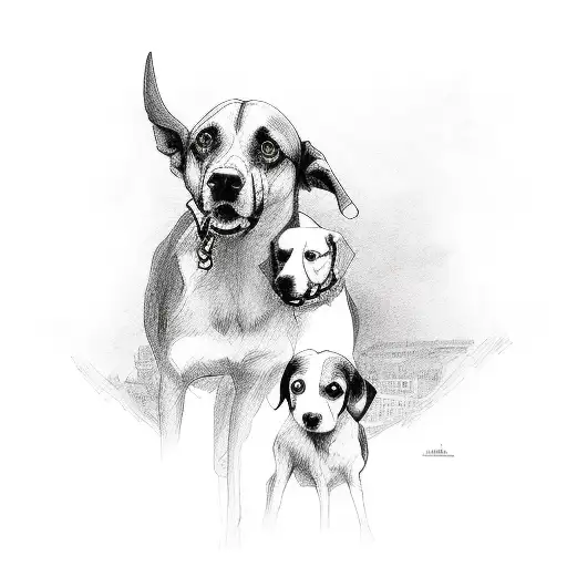 Mom, Dad, Son and dog tattoo design idea