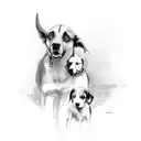 Mom, Dad, Son and dog tattoo design idea