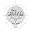 african acasia tree Nigeria globe tattoo design idea