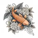 a koi fish surrounded by a flower engulfed in human ribs  tattoo design idea