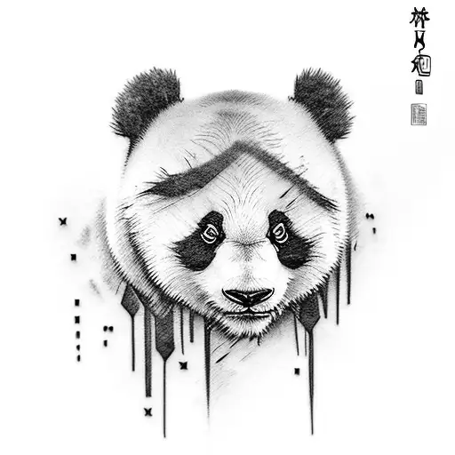 Design a tattoo featuring a panda recording to music or watching a movie tattoo design idea