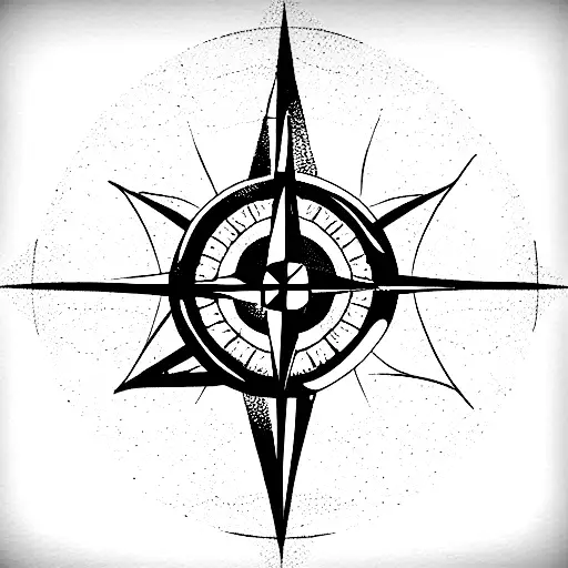compass rose with initials J L J G geometric tattoo design idea