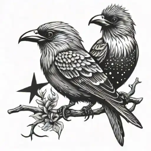 papua new guinea Bird with southern cross constellation tattoo design idea