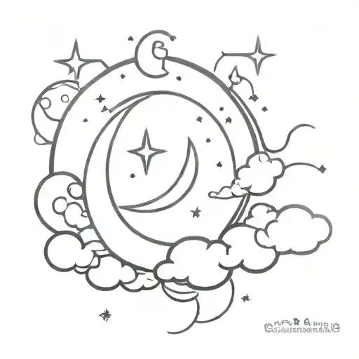 "Good night, see you tomorrow" and "Sweet dreams" must be incorporated in the design. We must see moon, sun, clouds... tattoo design idea