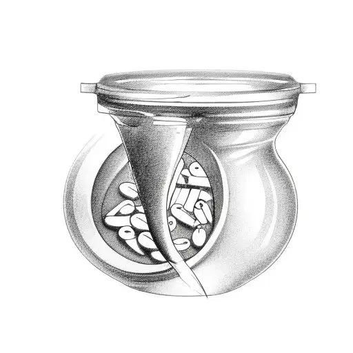 mortar and pestle, pills tattoo design idea