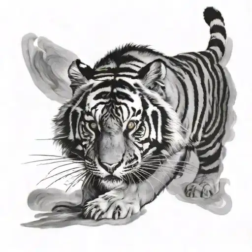 tiger walking tattoo design idea