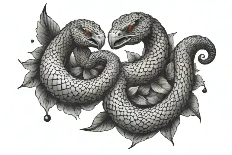 snake and dove tattoo design idea
