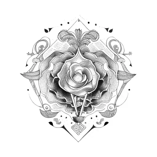 A vibrant bouquet of various exotic flowers surrounding the zodiac sign Libra tattoo design idea
