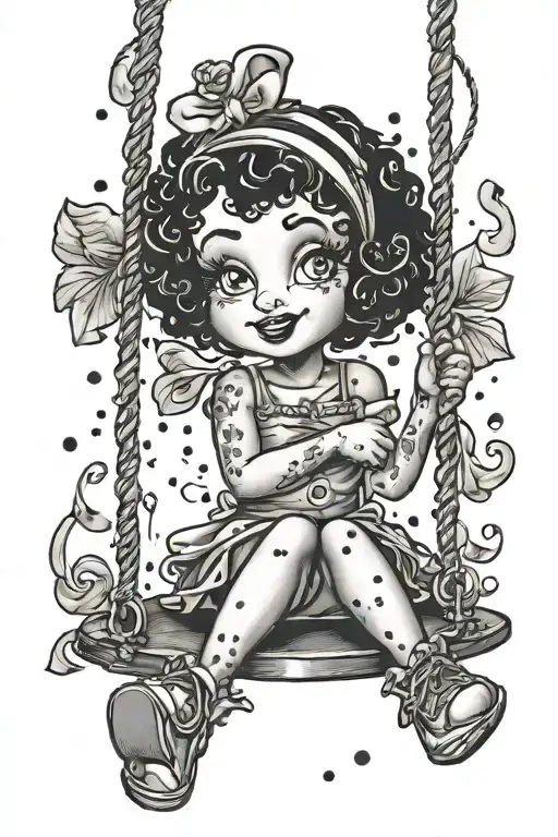 Betty boop in a swing tattoo design idea