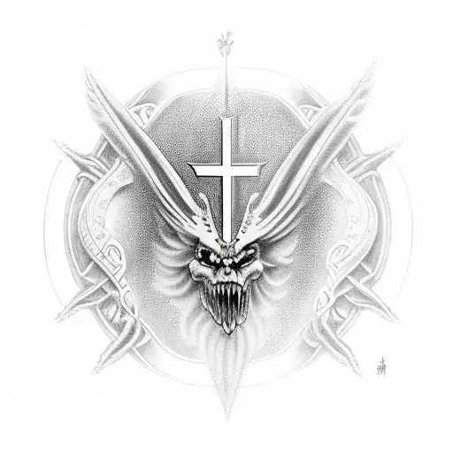 ave fenix with atheist simbol tattoo design idea