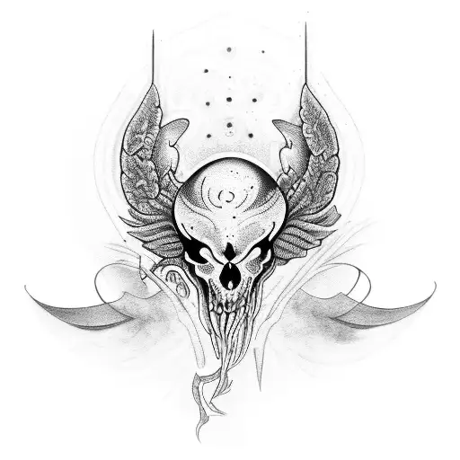 fenix with atheist simbol tattoo design idea