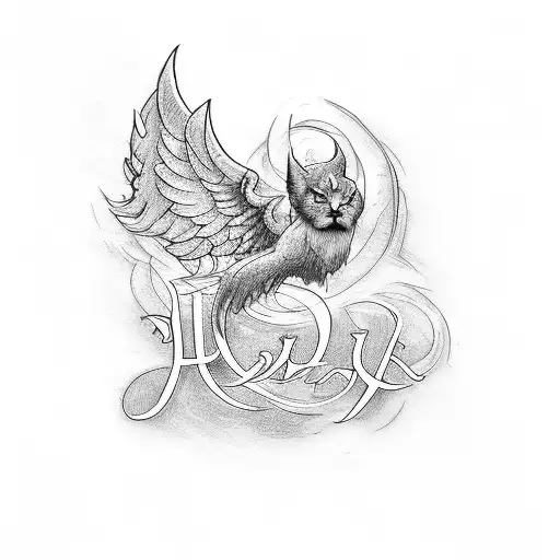 Design a tattoo featuring the names 'Alan' and 'Angel' intertwined in an elegant script font tattoo design idea